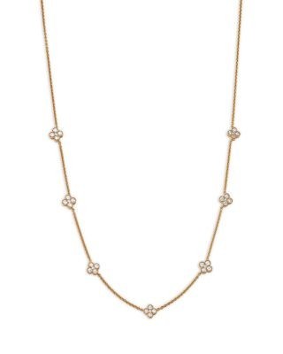 Bloomingdale's Fine Collection Diamond Clover Station Necklace in 14K Yellow Gold, 1.1 tcw