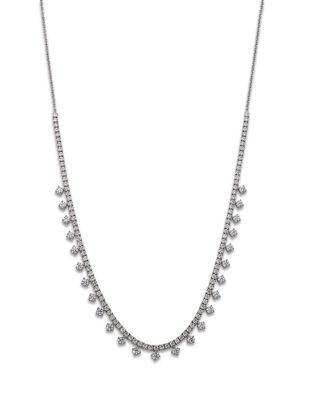 Bloomingdale's Fine Collection Diamond Tennis Droplet Necklace in 14K White Gold, 5.0 tcw