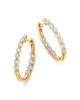 Bloomingdale's Fine Collection Diamond Inside Out Oval Hoop Earrings in 14K Yellow Gold, 1.0 tcw