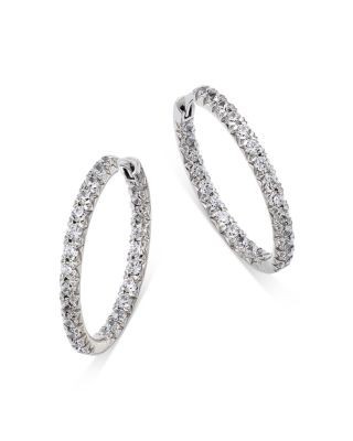 Bloomingdale's Fine Collection Diamond Inside Out Hoop Earrings in 14K White Gold, 1.50 tcw