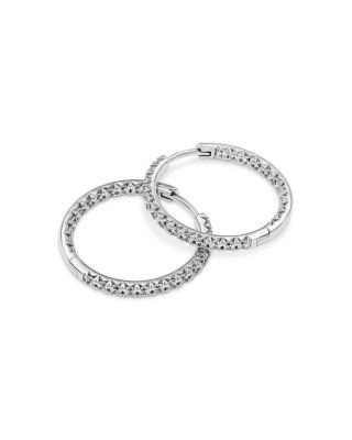 Bloomingdale's Fine Collection Diamond Inside Out Hoop Earrings in 14K White Gold, 1.50 tcw