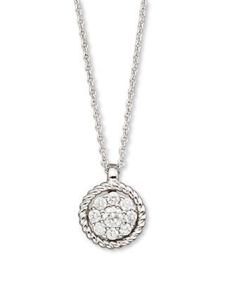 Diamond Cluster Pendant Set In 14K White Gold, 0.20 tcw