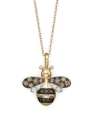 Diamond Bumble Bee Pendant Set in 14K Yellow Gold