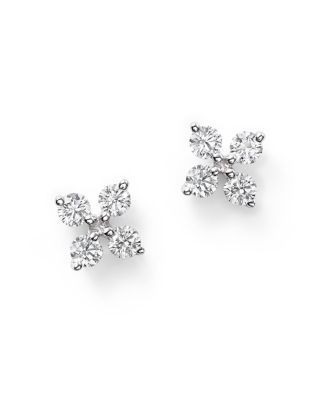 Diamond Small Clover Studs in 14K White Gold, .35 tcw
