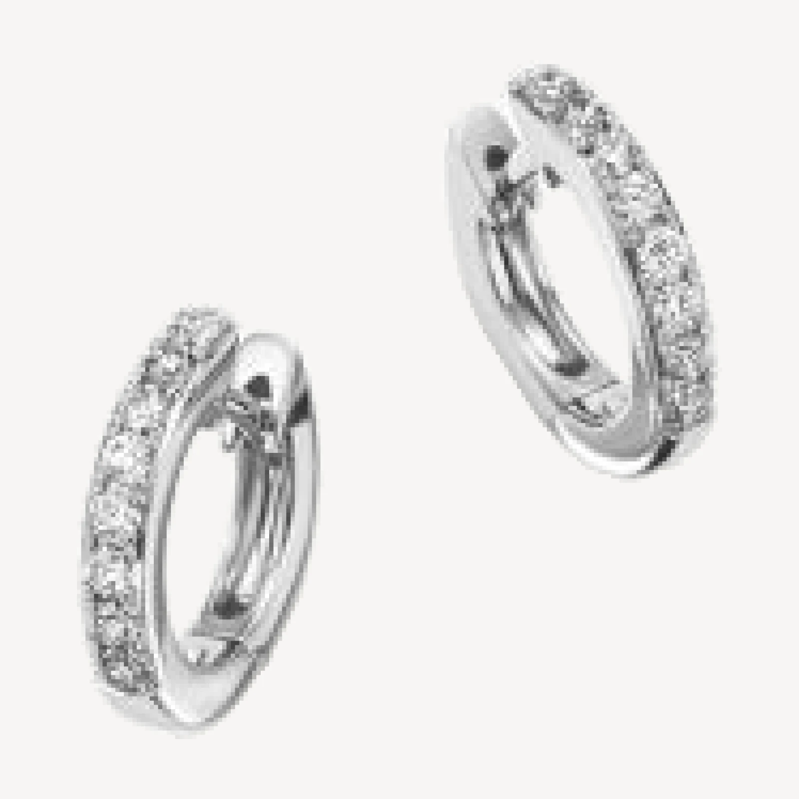 Diamond Mini Hoop Earrings in 14K White Gold, .15 tcw