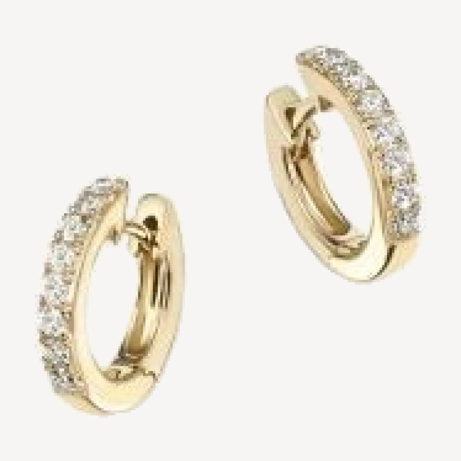 Diamond Mini Hoop Earrings in 14K Yellow Gold, 0.15 tcw