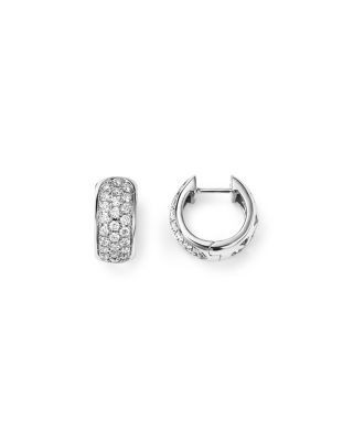 Diamond Huggie Hoop Earrings in 14K White Gold, .45 tcw