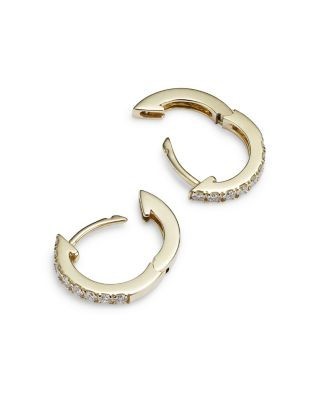 Diamond Mini Hoop Earrings in 14K Yellow Gold, 0.15 tcw