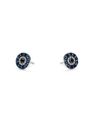 Bloomingdale's Fine Collection Diamond & Sapphire Evil Eye Earrings in 14K White Gold