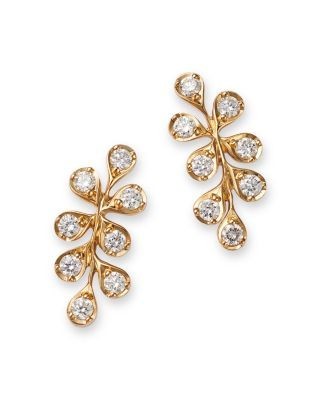Bloomingdale's Fine Collection Diamond Leaf Ear Climbers in 14K Yellow Gold, 0.20 tcw