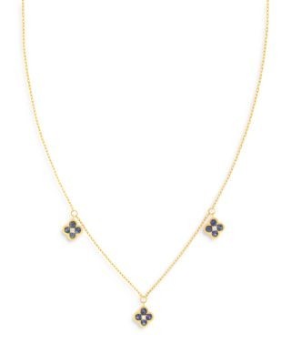 Bloomingdale's Fine Collection Sapphire & Diamond Bezel Clover Station Necklace in 14K Yellow Gold, 17