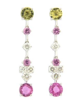 Bloomingdale's Fine Collection Diamond & Multicolor Sapphire Drop Earrings in 18K White Gold