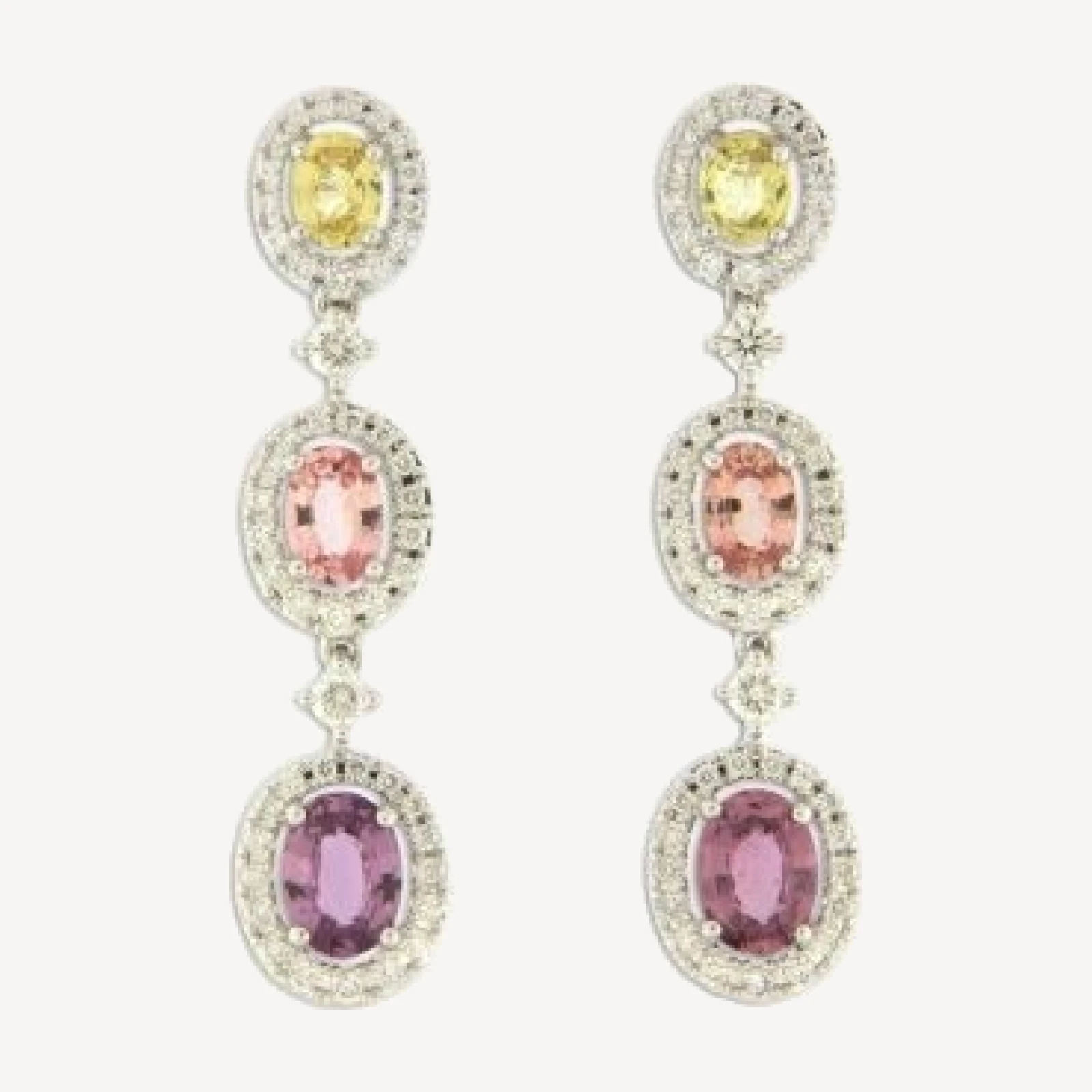 Bloomingdale's Fine Collection Diamond & Multicolor Sapphire Oval Drop Earrings in 18K White Gold