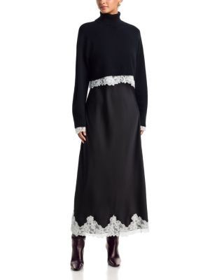 Aqua x Nicky Hilton Lace Trim Slip Dress & Sweater - Exclusive
