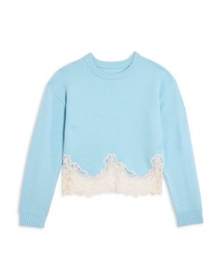 Aqua x Nicky Hilton Girls' Lace Hem Sweater, Big Kid - Exclusive