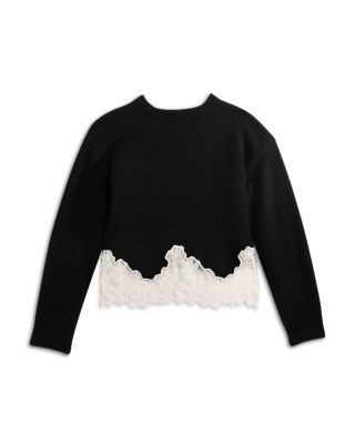 Aqua x Nicky Hilton Girls' Lace Hem Sweater, Big Kid - Exclusive