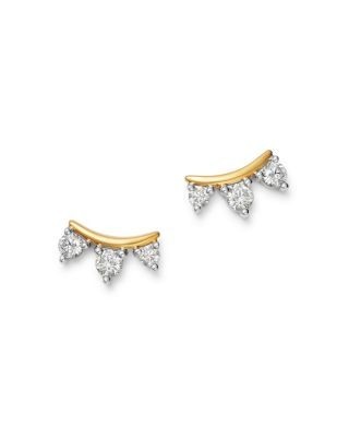 Bloomingdale's Fine Collection Diamond 3-Stone Stud Earrings in 14K Yellow Gold, 0.25 tcw