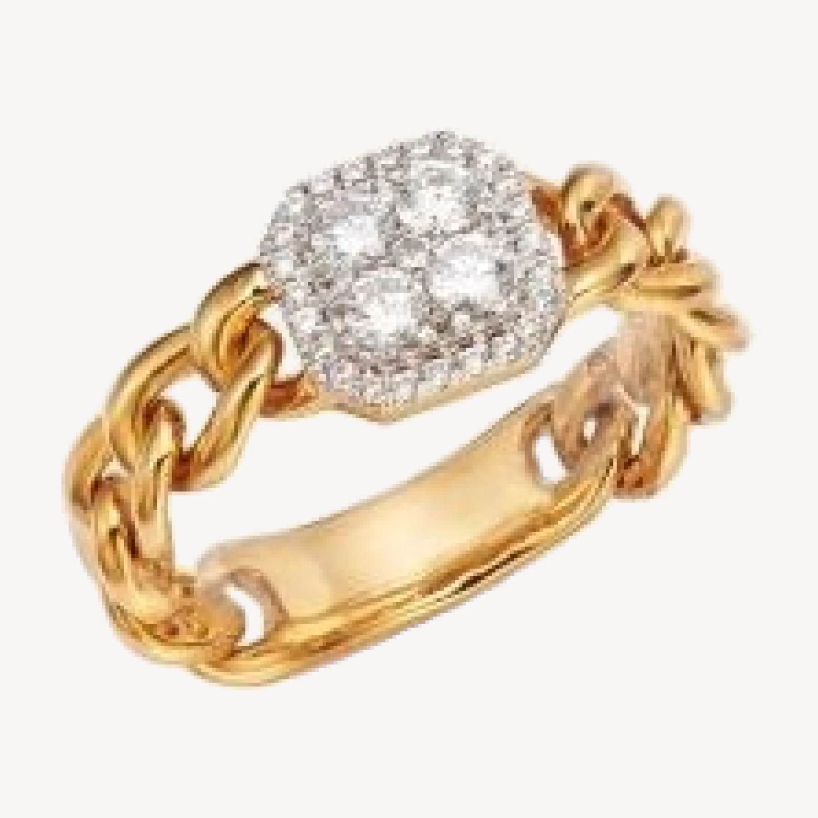Bloomingdale's Fine Collection Diamond Halo Cluster Chain Link Ring in 14K Yellow Gold, 0.40 tcw