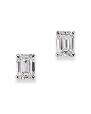 Bloomingdale's Fine Collection Diamond Emerald-Cut Stud Earrings in 14K White Gold, 0.50 tcw
