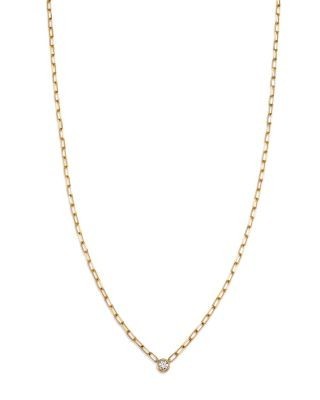 Bloomingdale's Fine Collection Diamond Solitaire Paperclip Necklace in 14K Yellow Gold, 0.15 tcw