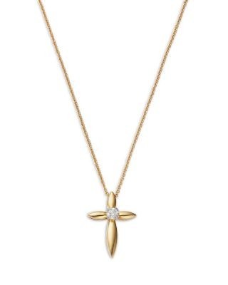 Bloomingdale's Diamond Solitaire Diamond Cross Pendant Necklace in 14K Yellow Gold, 0.20 tcw