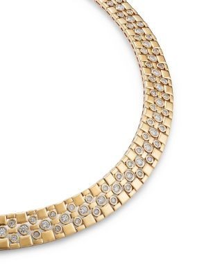 Bloomingdale's Fine Collection Luxe Collection Diamond Collar Necklace in Textured 14K Yellow Gold, 4.50 tcw