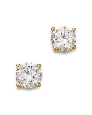 Bloomingdale's Fine Collection Certified Diamond Colorless Stud Earrings in 18K Yellow Gold, 1.00 tcw