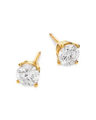 Bloomingdale's Fine Collection Certified Diamond Colorless Stud Earrings in 18K Yellow Gold, 1.00 tcw