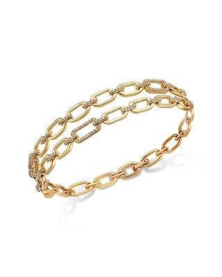 Bloomingdale's Fine Collection Diamond Double Row Link Bracelet in 14K Yellow Gold, 0.75 tcw