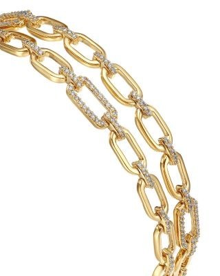 Bloomingdale's Fine Collection Diamond Double Row Link Bracelet in 14K Yellow Gold, 0.75 tcw