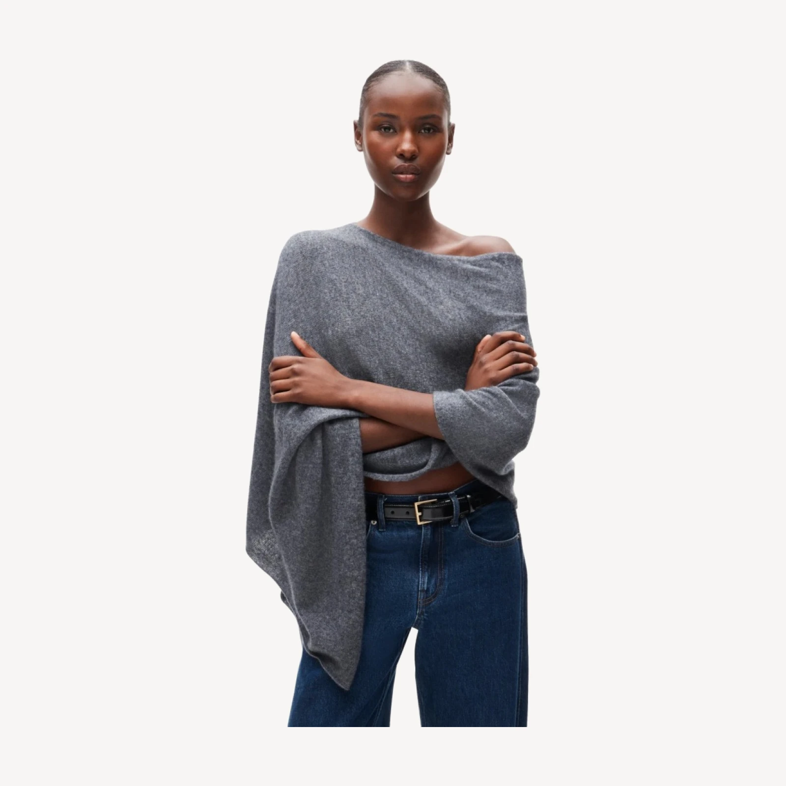 Cashmere-wool blend poncho