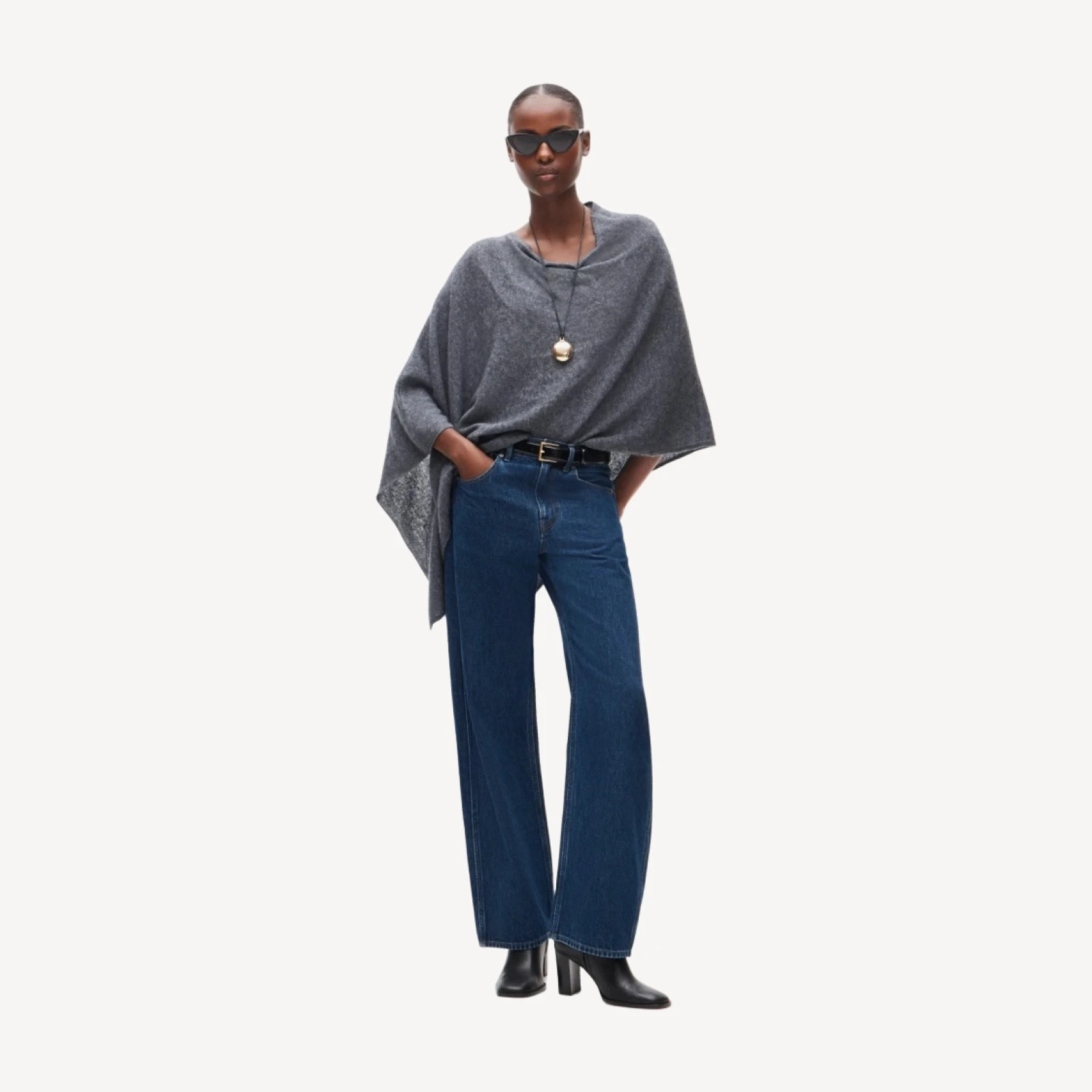 Cashmere-wool blend poncho