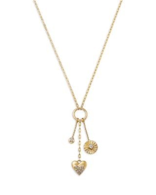 Bloomingdale's Fine Collection Diamond Three Charm Pendant Necklace in 14K Yellow Gold, 0.20 tcw