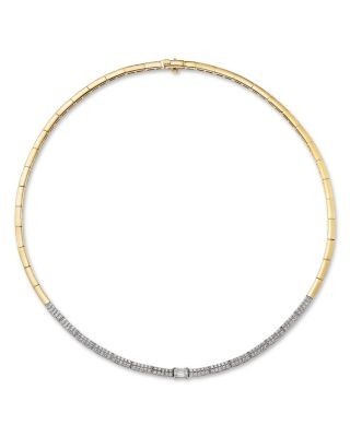 Bloomingdale's Fine Collection Diamond Emerald Cut Center Collar Necklace in 14K Yellow Gold, 2.0 tcw