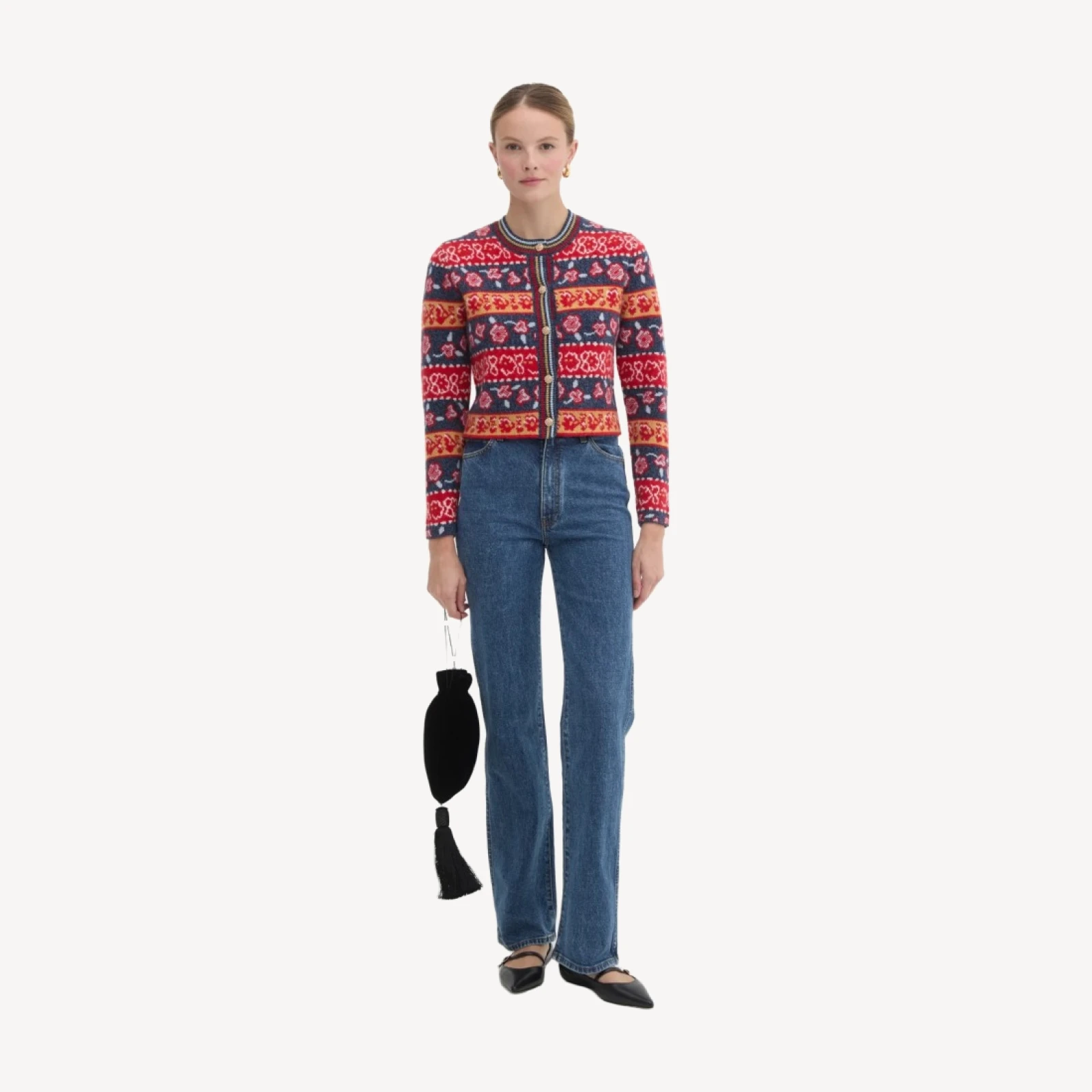 The Sonnet Cardigan - Lech Floral Stripe Red
