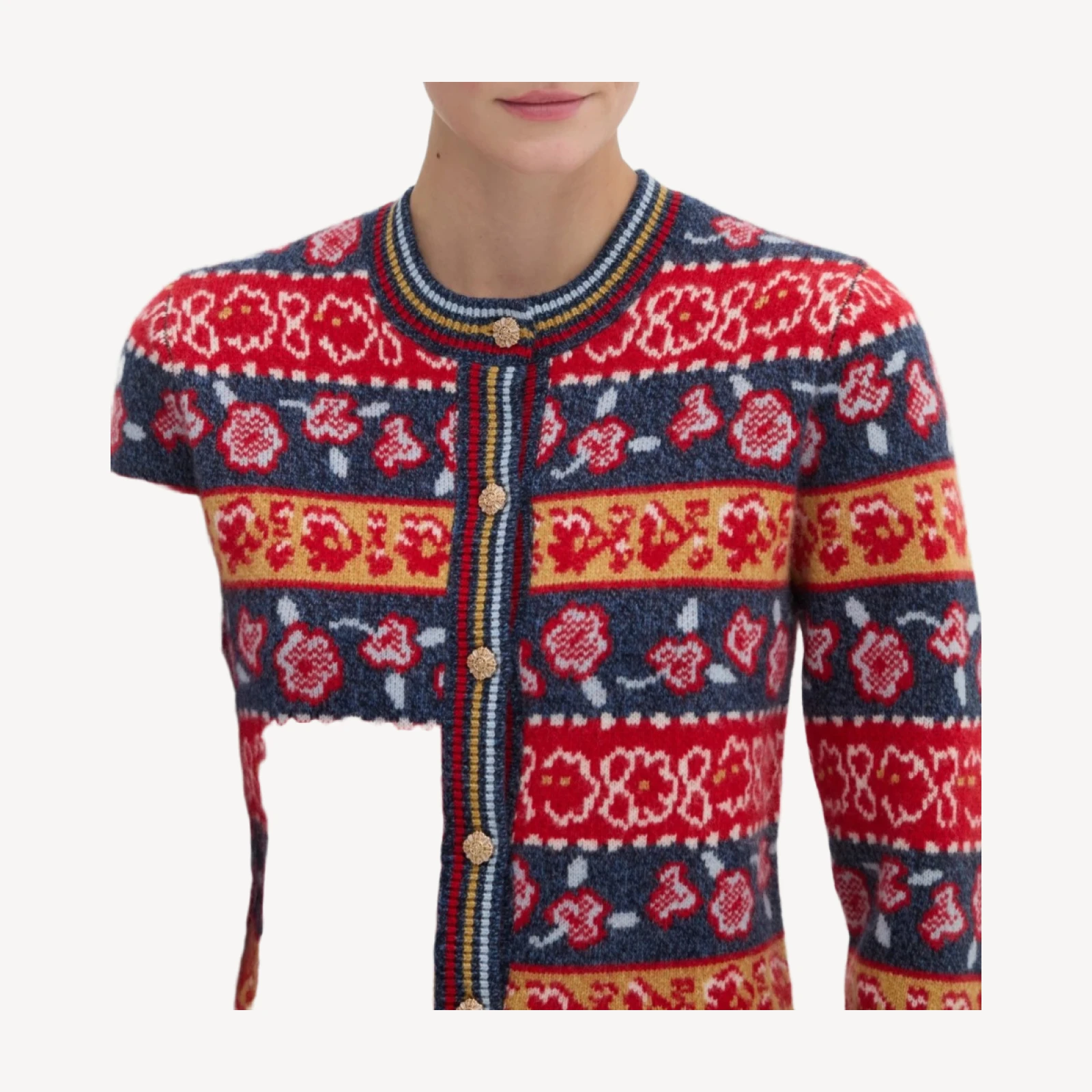 The Sonnet Cardigan - Lech Floral Stripe Red