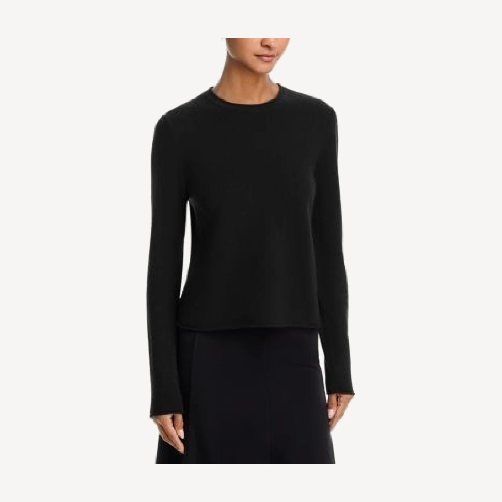 Aqua 100% Cashmere Rolled Edge Sweater - Exclusive