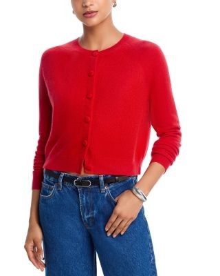 Aqua 100% Cashmere Crewneck Cardigan - Exclusive
