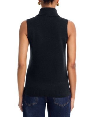Aqua 100% Cashmere Split Hem Turtleneck Tank - Exclusive