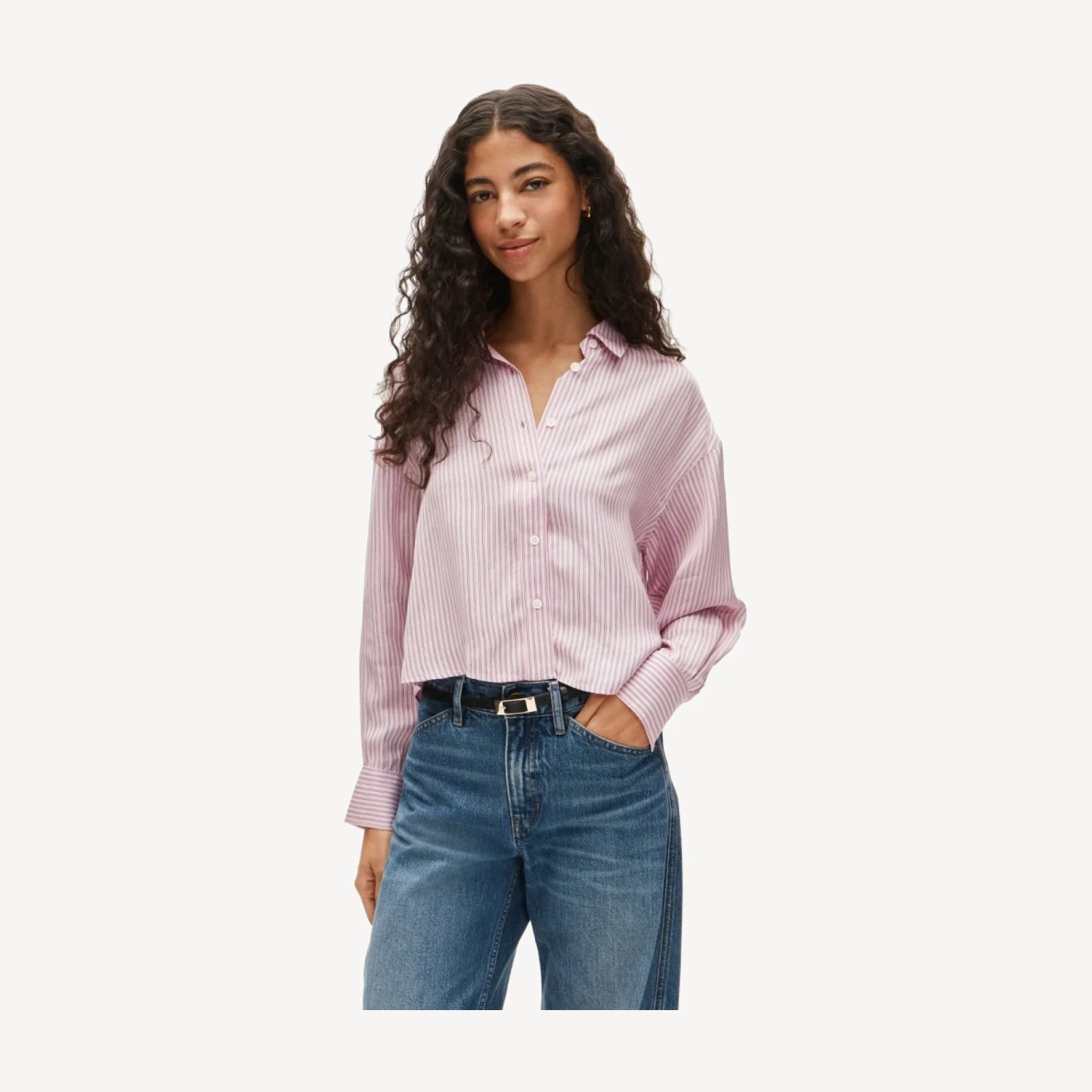 Étienne cropped button-up shirt in viscose twill