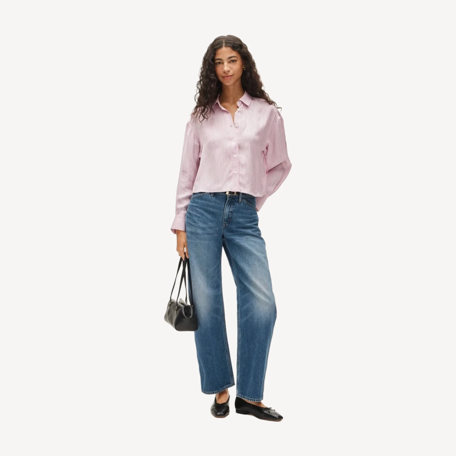 Étienne cropped button-up shirt in viscose twill