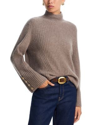 C by Bloomingdale's Cashmere Rib Knit Bell Sleeve Turtleneck Sweater - Exclusive