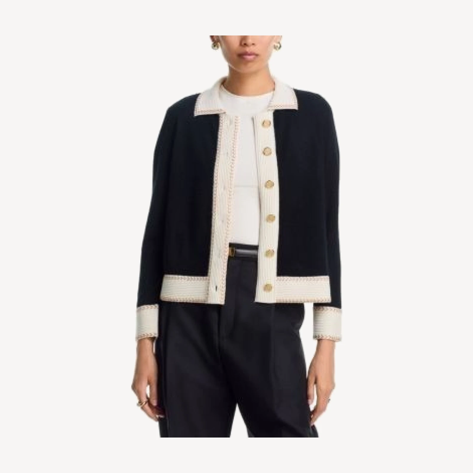 C by Bloomingdale's Cashmere Contrast Trim Cardigan - Exclusive