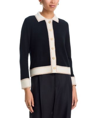 C by Bloomingdale's Cashmere Contrast Trim Cardigan - Exclusive