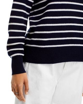C by Bloomingdale's Cashmere Mock Neck Quarter Zip Striped Cashmere Sweater - Exclusive
