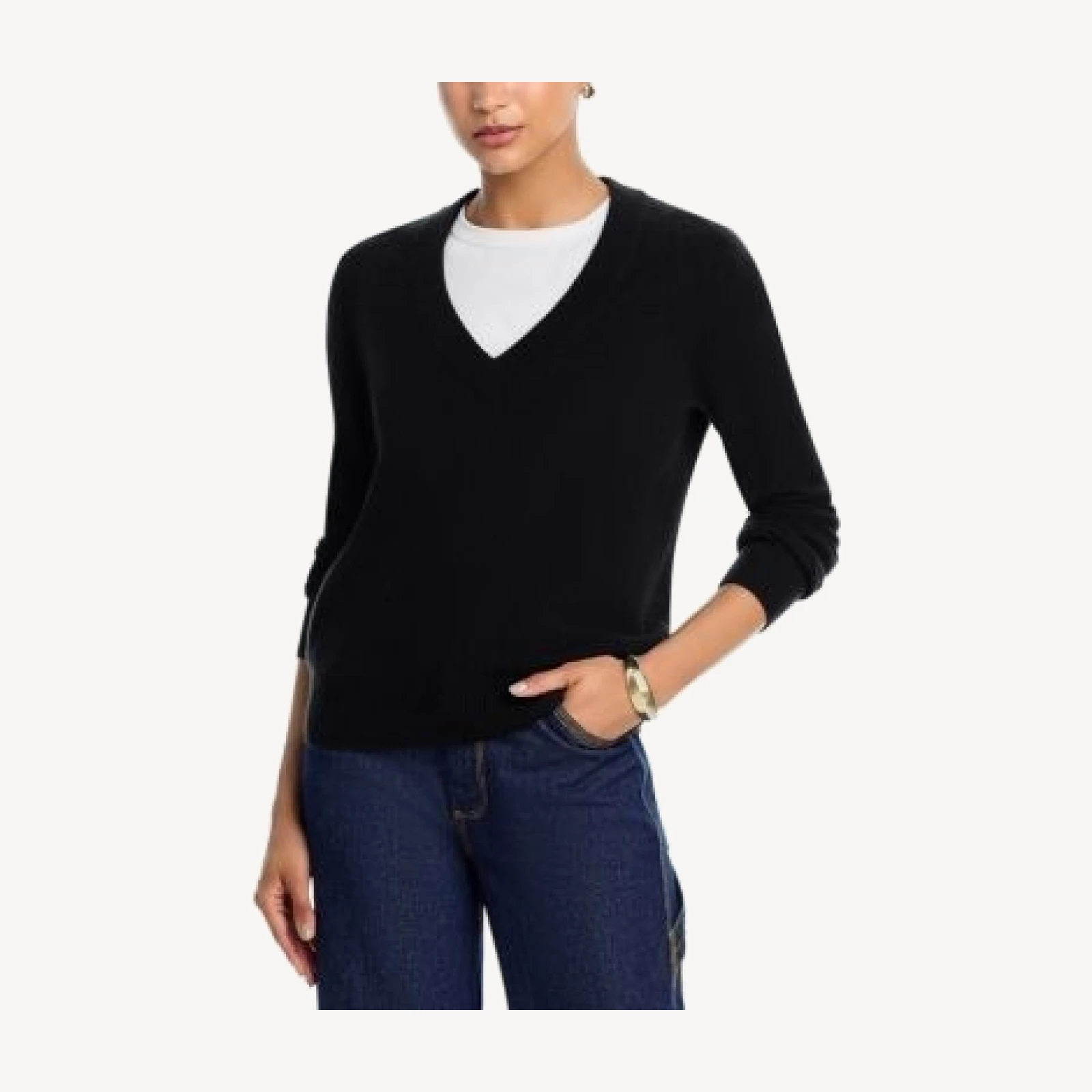 Aqua 100% Cashmere V Neck Sweater - Exclusive