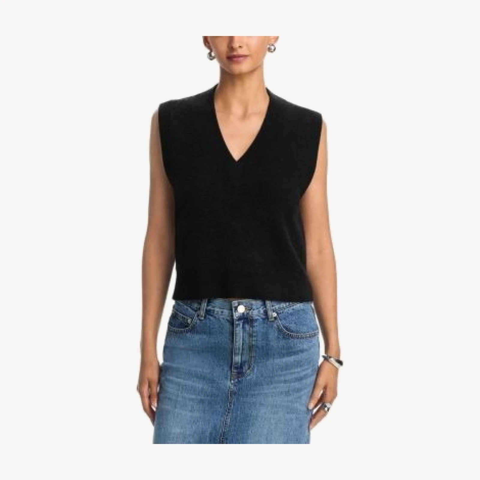Aqua 100% Cashmere Super Brushed V Neck Sweater Vest - Exclusive
