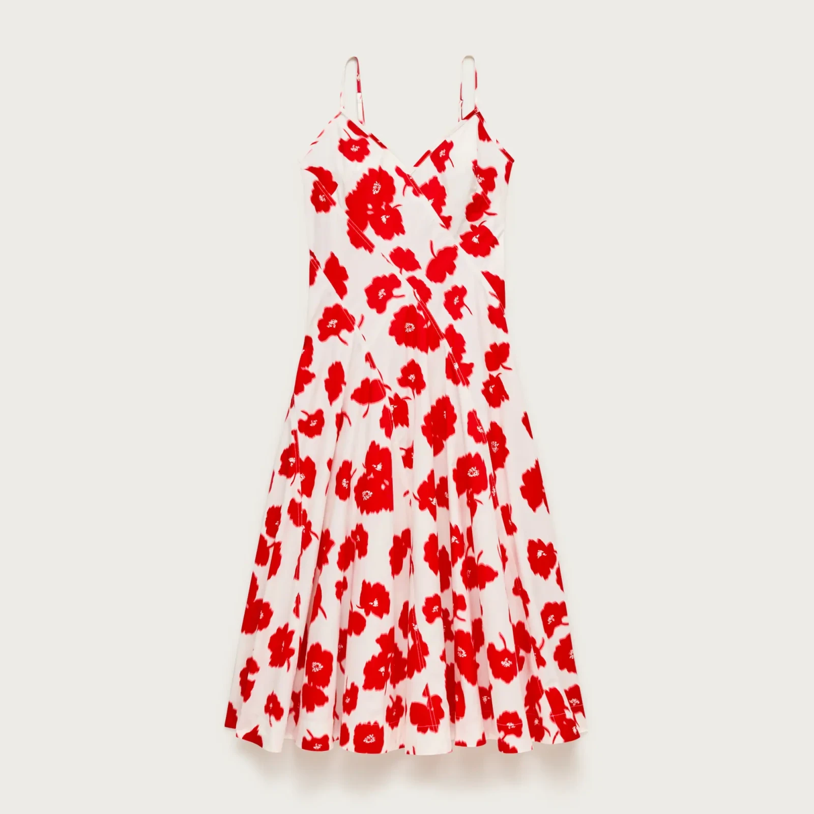 Diagonal-seam dress in blurred floral