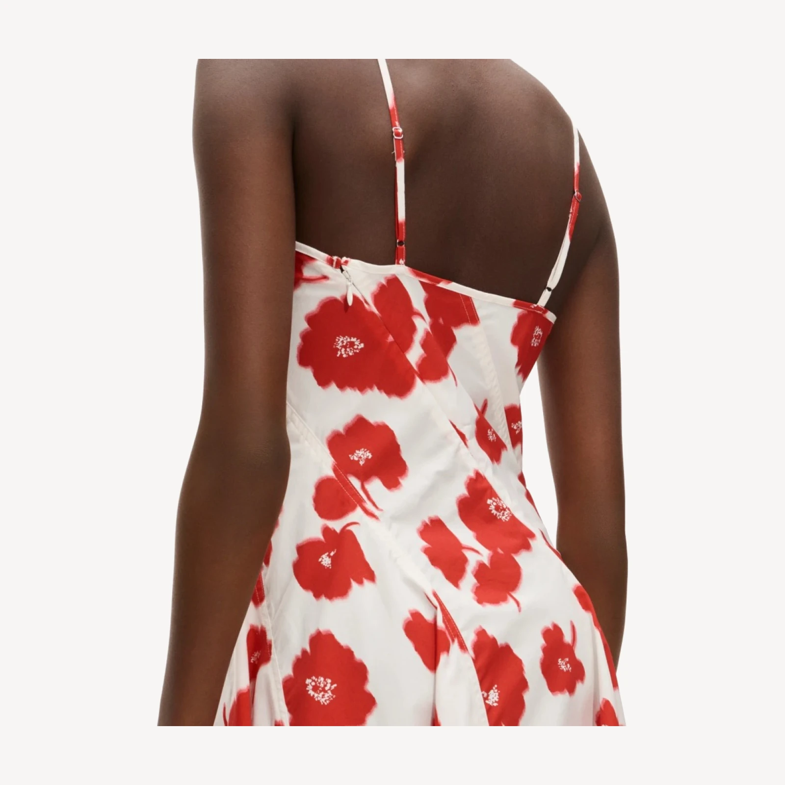 Diagonal-seam dress in blurred floral