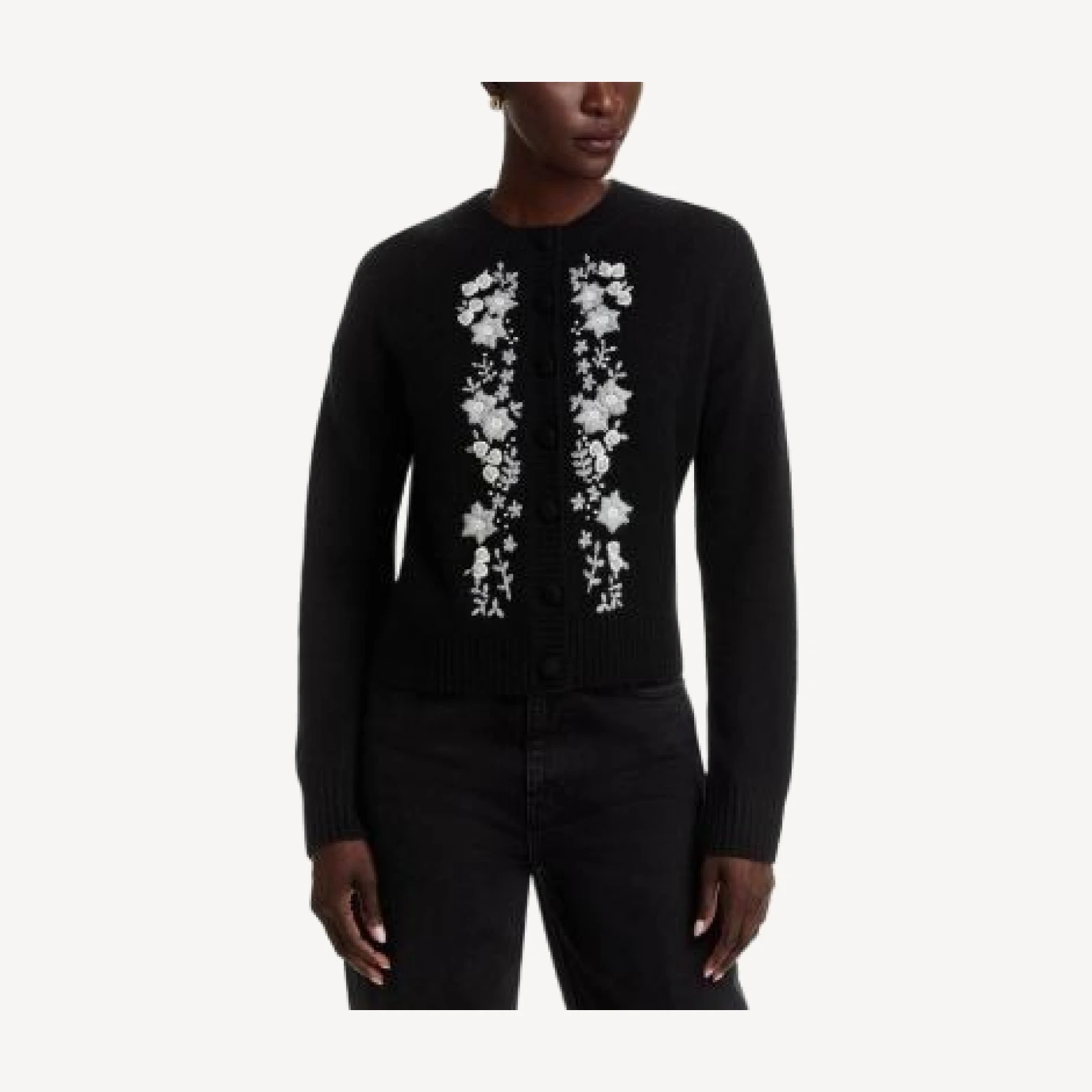 C by Bloomingdale's Cashmere Embroidered Floral Cashmere Cardigan Sweater, Exclusive